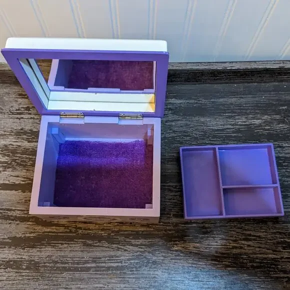 Melissa & Doug Purple Kid's Jewelry Box with Mirror and Pull Out Tray - Picture 3 of 8